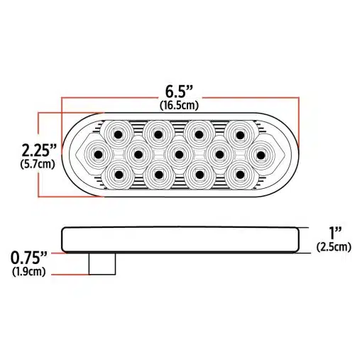 6″ Amber Turn & Marker Oval Mirror LED Light – 13 Diodes - Image 2