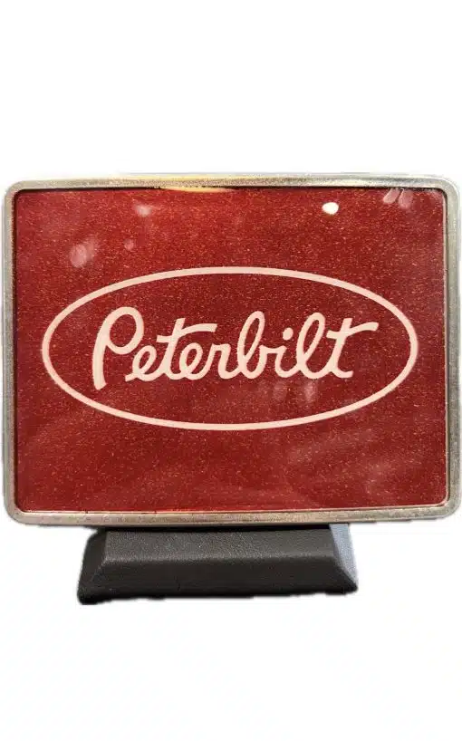 Peterbilt Logo Red Metallic Rectangle Belt Buckle