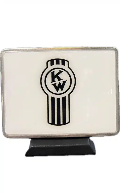 Kenworth Vintage Logo White Rectangle Belt Buckle