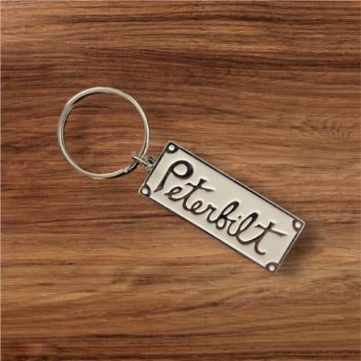 Peterbilt Vintage Square Metal Keychain - Image 2
