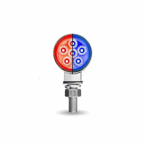 Amber/Red Clearance Marker to Blue Auxiliary 1.8″ Mini Double Face Round Reflector LED Light – 12 Diodes - Image 2