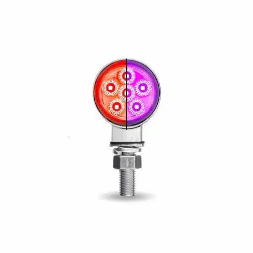 Amber/Red Clearance Marker to Purple Auxiliary 1.8″ Mini Double Face Round Reflector LED Light – 12 Diodes - Image 2