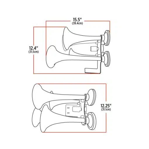 4 Bell Air Powered Train Horn – 140-145 Decibels | Chrome Plated Zinc Alloy - Image 3