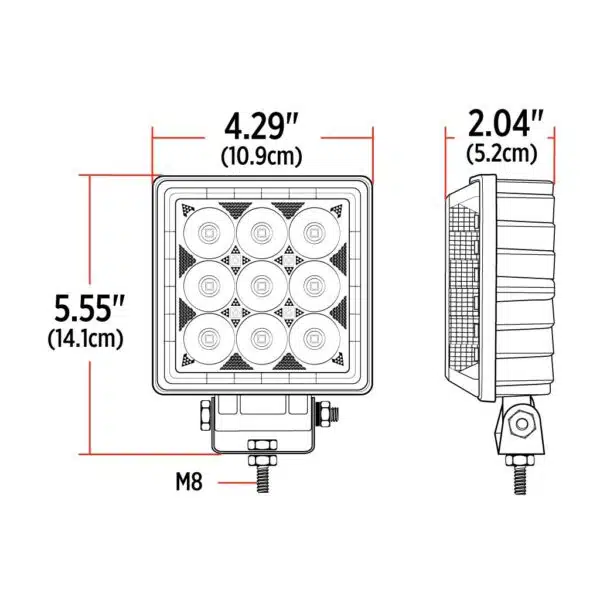 4.25 Radiant Series Square LED Work Lamp Spot Flood Combo 4000 Lumens 75 Chrome Shop