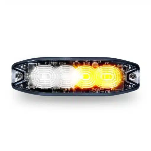 Split Color Class 1 Directional LED Slim Surface Mount Strobe Light – White & Amber | 36 Flash Patterns