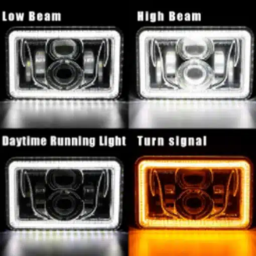 4x6” Projector LED Headlight - Chrome (DRL & Turn Signals) - Image 3