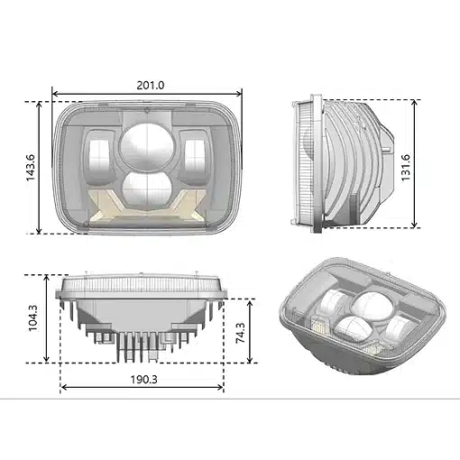 5x7” Projector LED Headlight - Black (DRL & Turn Signals) - Image 4