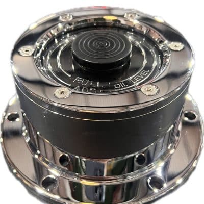 Chrome Plated Billet Aluminum Clear Window Front Oil Cap Cover for 5-1/2” Bolt Pattern