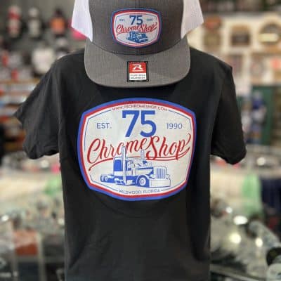 Youth 75 Chrome Shop Black Patch Truck Shirt - Youth MD (6-8)