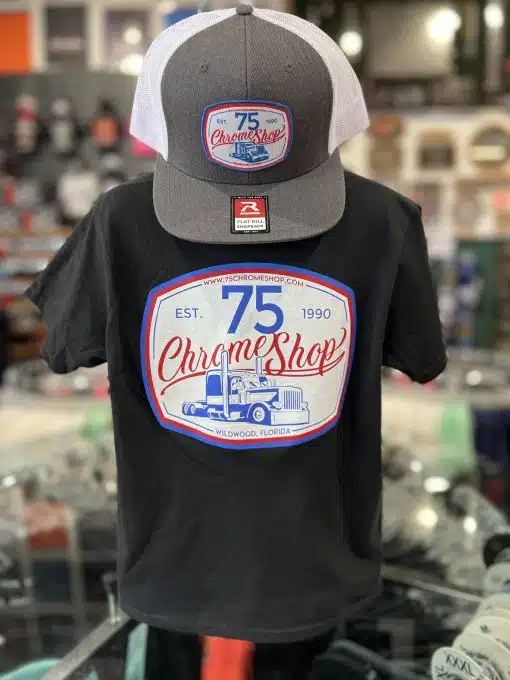 Youth 75 Chrome Shop Black Patch Truck Shirt