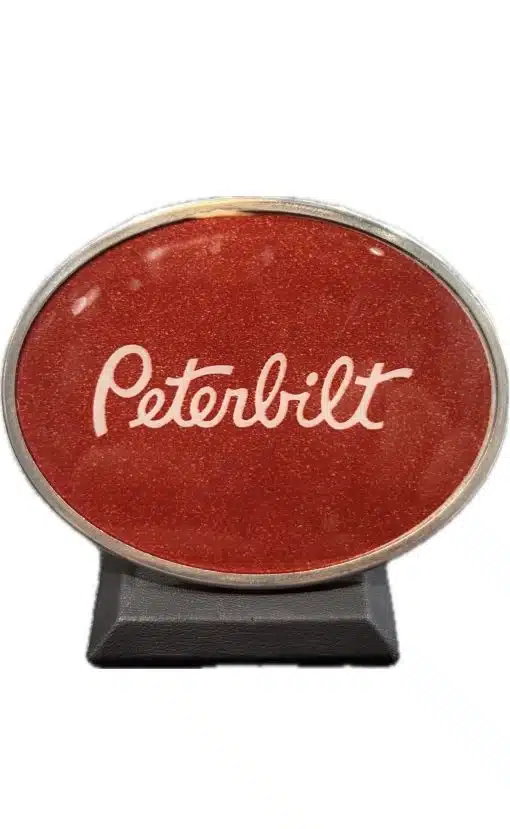 Peterbilt Metallic Red Oval Belt Buckle