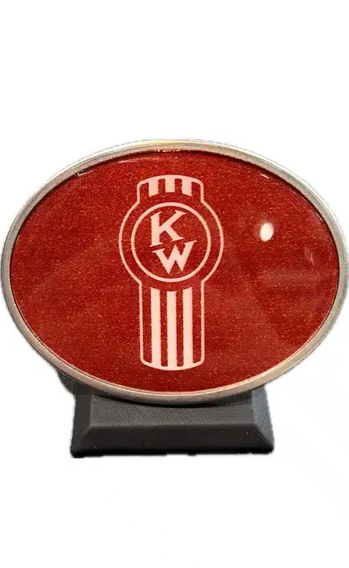 Kenworth Vintage Logo Red Metallic Oval Belt Buckle