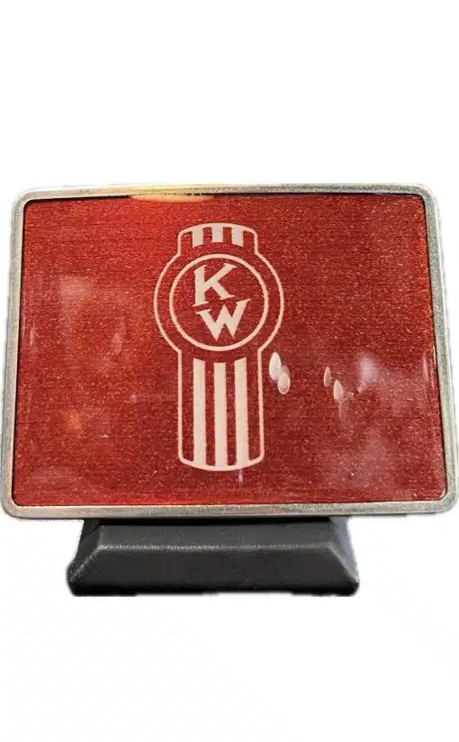 Kenworth Vintage Logo Red Metallic Rectangle Belt Buckle