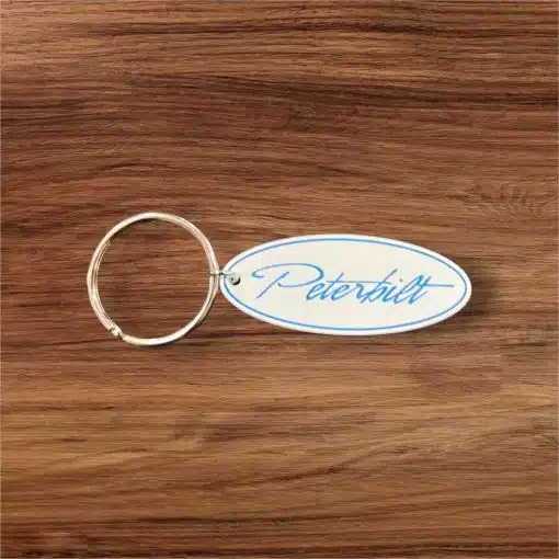 Peterbilt White Oval Metal Keychain - Image 5
