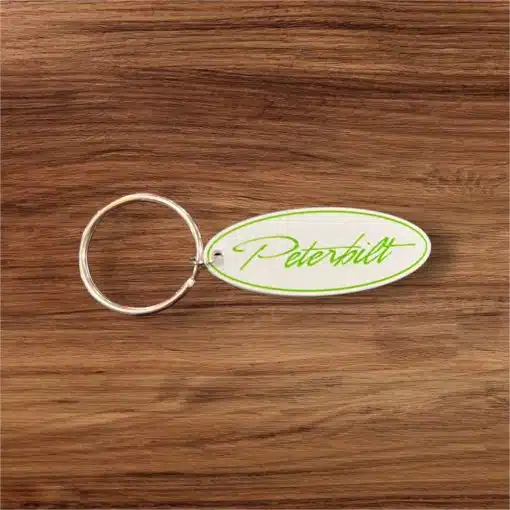 Peterbilt White Oval Metal Keychain - Image 6