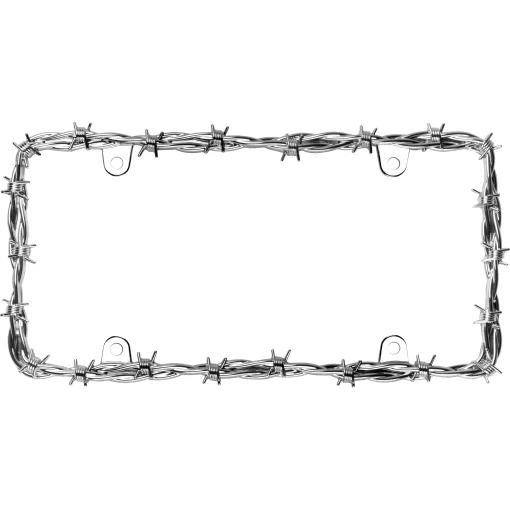 Barbed Wire Chrome Tag Frame