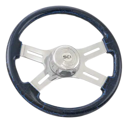 16" 4 Spoke Blue Crackle Steering Wheel