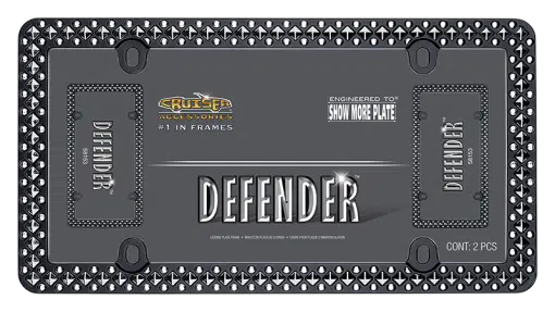 Defender Black & Chrome Tag Frame