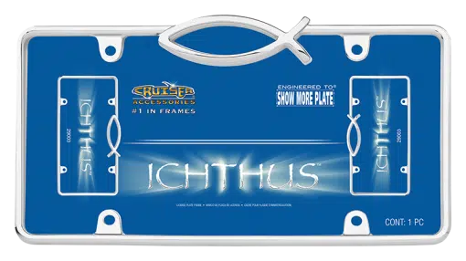 Ichthus Fish Chrome Tag Frame