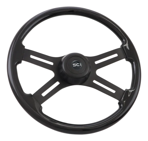 18" 4 Spoke Midnight Black Steering Wheel