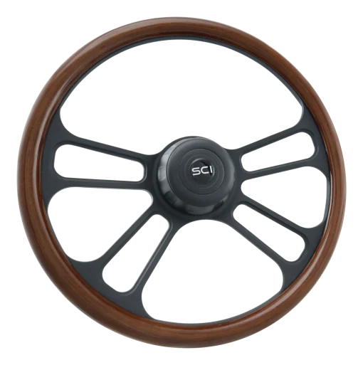 18" 4 Spoke Phoenix Wood & Black Steering Wheel