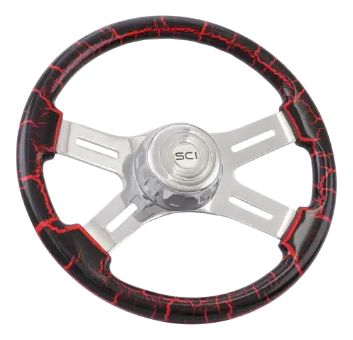 16" 4 Spoke Red Crackle Steering Wheel