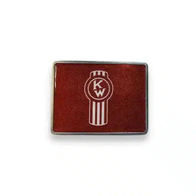 Kenworth Vintage Logo Red Metallic Rectangle Belt Buckle