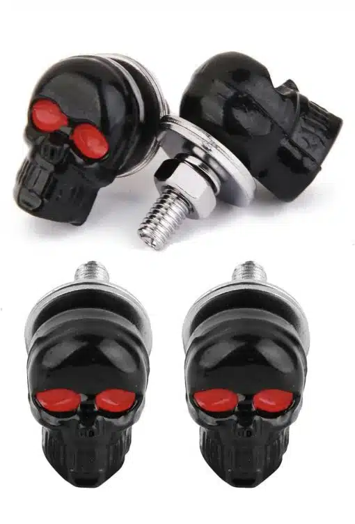 Black Skull w/ Red Eyes Tag Bolt