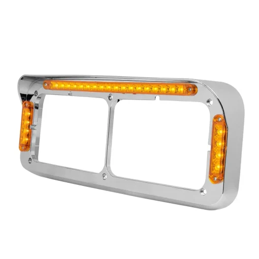 LED Dual Rectangular Headlight Bezel with Visor