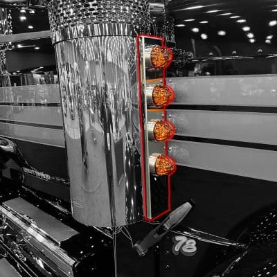 Peterbilt 589 Front Air Cleaner Bracket with 4 Watermelon Light Holes