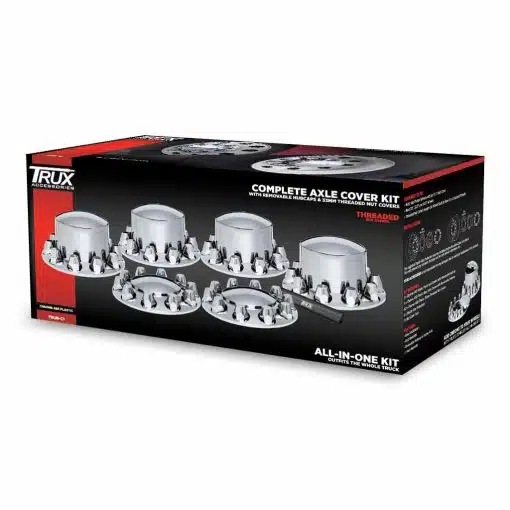 Front & Rear Axle Cover Kit with Removable Hubcaps & 33mm Threaded Nut Covers - Image 2