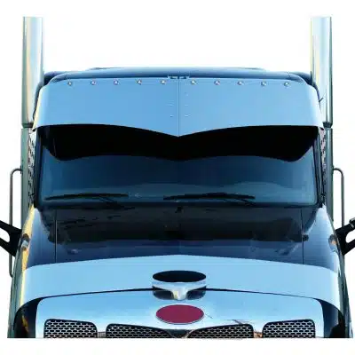 Peterbilt 579 19 x 16 Widows Peak Sunvisor with 10-3/4" Light Holes
