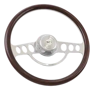 18" The Caddy 3 Spoke Wood & Aluminum Steering Wheel