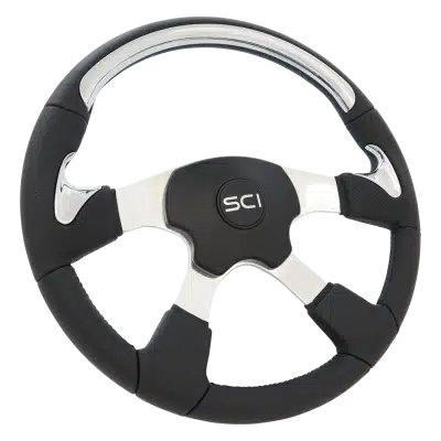 Traveler 18" Black Leather with Chrome Steering Wheel