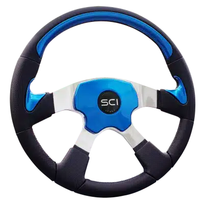 Traveler 18" Black Leather with Ocean Blue Steering Wheel