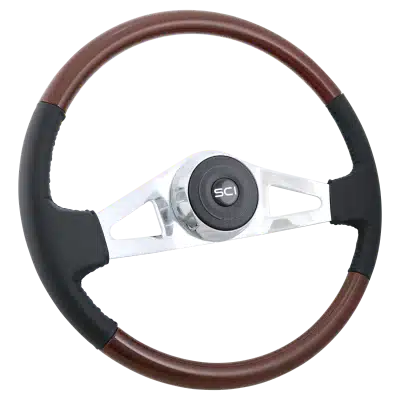 18" Royal 2 Spoke Leather & Burl Wood Steering Wheel
