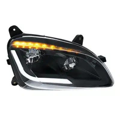 Peterbilt 579 Black LED Headlight with Sequential LED Turn Signal