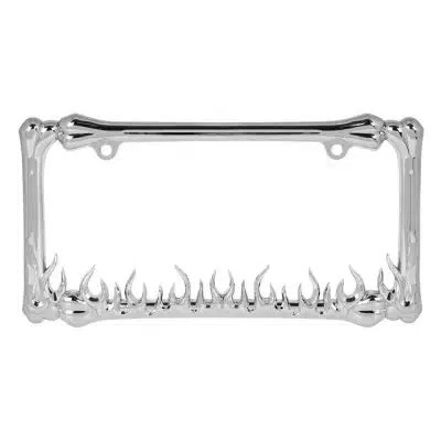 Flame and Bone License Plate Frame
