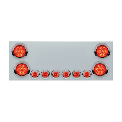 Stainless Rear Center Panel With Four 4" LED Reflector Lights & Six 2" LED Lights