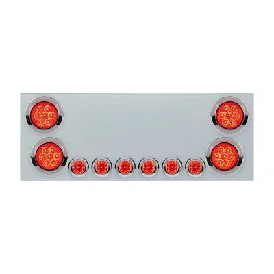 Stainless Rear Center Panel With Four 4" LED Reflector Lights & Six 2" LED Lights