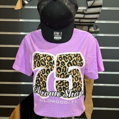 75 Chrome Shop Neon Violet Leopard Shirt
