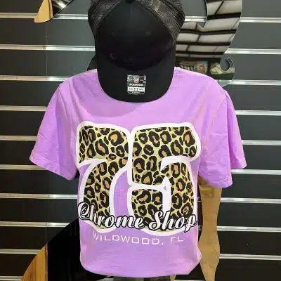 75 Chrome Shop Neon Violet Leopard Shirt