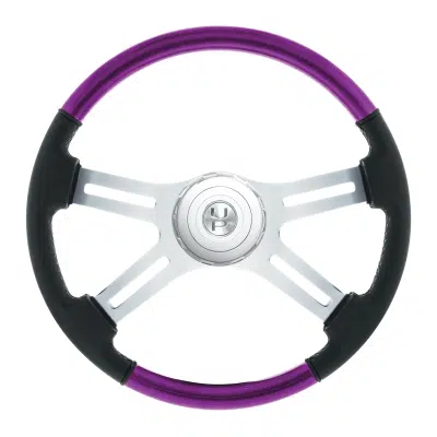 18" 4 Spoke Candy Purple Leather Wheel