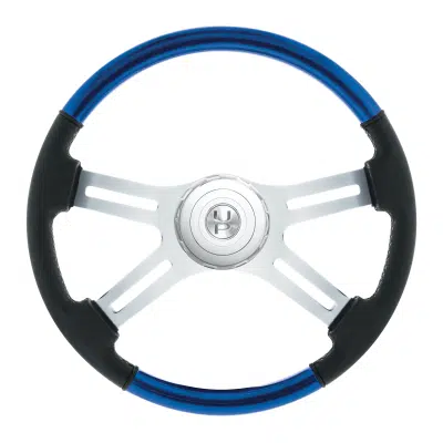 18" 4 Spoke Indigo Blue Leather Wheel