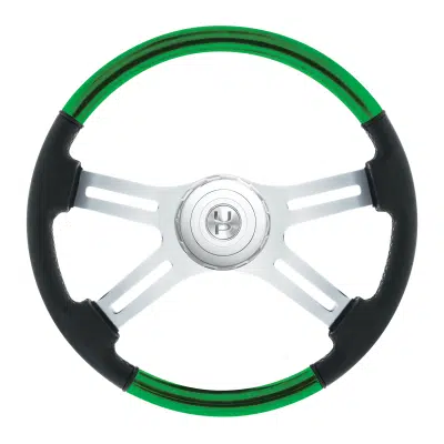 18" 4 Spoke Emerald Green Leather Wheel