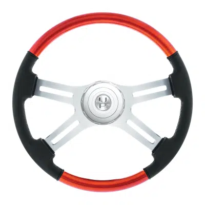 18" 4 Spoke Cadmium Orange Leather Wheel