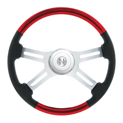 18" 4 Spoke Candy Red Leather Wheel