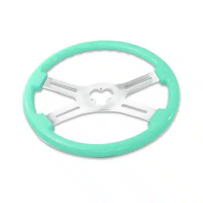 18'' Turquoise Wood Steering Wheel with 4 Chrome Spokes